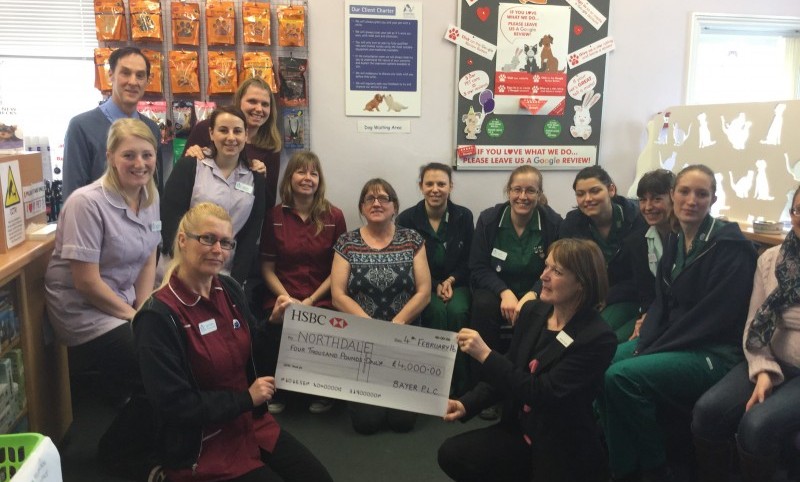 Veterinary practices receive cheques for £4,000