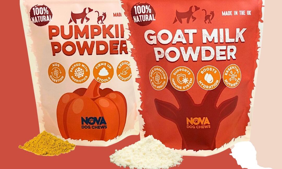 Nova Dog Chews launches Pumpkin Powder and Goat Milk Powder